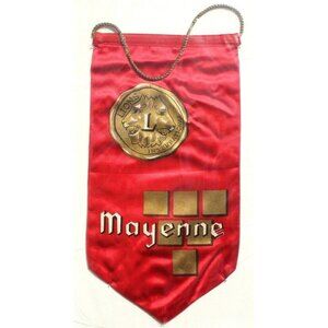 Vintage Silk Lions Club International MAYENNE Banner Pendant Flag